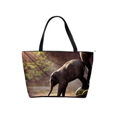 Baby Elephant Watering Hole Classic Shoulder Handbag by Sarkoni