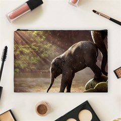 Baby Elephant Watering Hole Cosmetic Bag (large) by Sarkoni