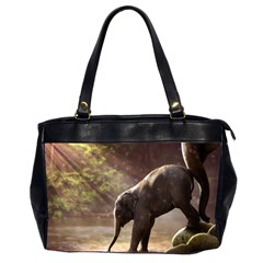 Baby Elephant Watering Hole Oversize Office Handbag (2 Sides) by Sarkoni