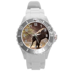 Baby Elephant Watering Hole Round Plastic Sport Watch (l) by Sarkoni