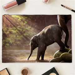 Baby Elephant Watering Hole Cosmetic Bag (xxl) by Sarkoni