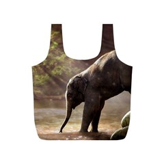 Baby Elephant Watering Hole Full Print Recycle Bag (s) by Sarkoni