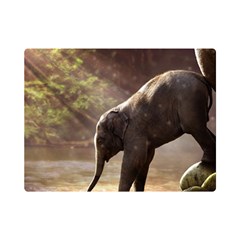 Baby Elephant Watering Hole Premium Plush Fleece Blanket (mini) by Sarkoni