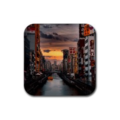 River Buildings City Urban Rubber Coaster (square) by Sarkoni