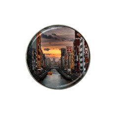 River Buildings City Urban Hat Clip Ball Marker by Sarkoni