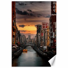 River Buildings City Urban Canvas 12  X 18  by Sarkoni