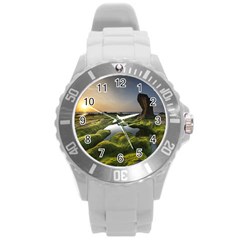 Coast Algae Sea Beach Shore Round Plastic Sport Watch (l) by Sarkoni