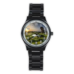 Coast Algae Sea Beach Shore Stainless Steel Round Watch by Sarkoni