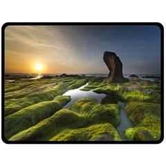 Coast Algae Sea Beach Shore Two Sides Fleece Blanket (large) by Sarkoni