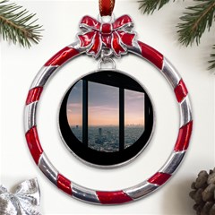 Shibuyasky Shibuya Tokyo Japan Metal Red Ribbon Round Ornament by Sarkoni