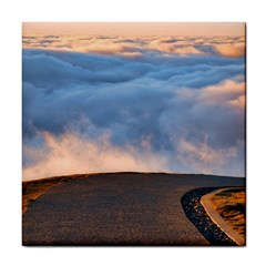 Landscape Sky Clouds Mountain Road Tile Coaster by Sarkoni