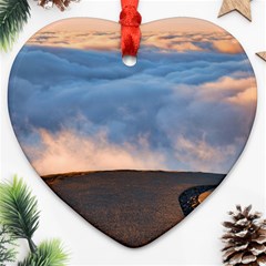 Landscape Sky Clouds Mountain Road Ornament (heart) by Sarkoni