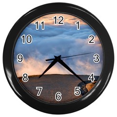 Landscape Sky Clouds Mountain Road Wall Clock (black) by Sarkoni