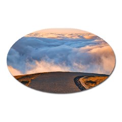 Landscape Sky Clouds Mountain Road Oval Magnet by Sarkoni