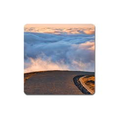 Landscape Sky Clouds Mountain Road Square Magnet by Sarkoni