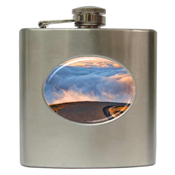 Landscape Sky Clouds Mountain Road Hip Flask (6 oz)