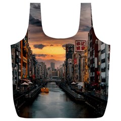 River Buildings City Urban Full Print Recycle Bag (xxl) by Sarkoni