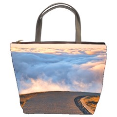 Landscape Sky Clouds Mountain Road Bucket Bag by Sarkoni