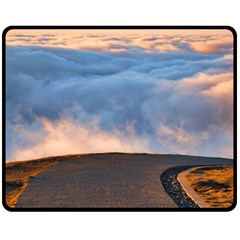 Landscape Sky Clouds Mountain Road Fleece Blanket (medium) by Sarkoni