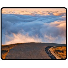 Landscape Sky Clouds Mountain Road Two Sides Fleece Blanket (medium) by Sarkoni