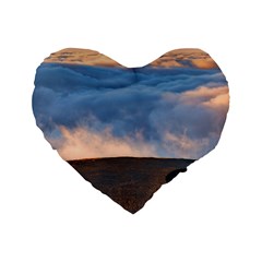 Landscape Sky Clouds Mountain Road Standard 16  Premium Flano Heart Shape Cushions by Sarkoni