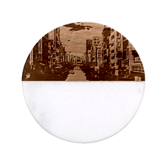 River Buildings City Urban Classic Marble Wood Coaster (round)  by Sarkoni