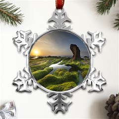 Coast Algae Sea Beach Shore Metal Small Snowflake Ornament by Sarkoni