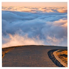 Landscape Sky Clouds Mountain Road Wooden Puzzle Square by Sarkoni