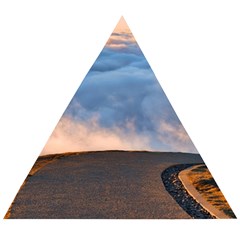 Landscape Sky Clouds Mountain Road Wooden Puzzle Triangle by Sarkoni