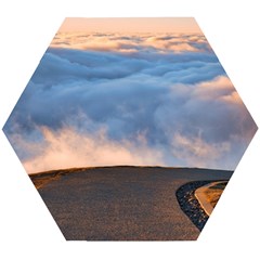 Landscape Sky Clouds Mountain Road Wooden Puzzle Hexagon by Sarkoni