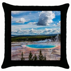 Mountains Trail Forest Yellowstone Throw Pillow Case (black) by Sarkoni