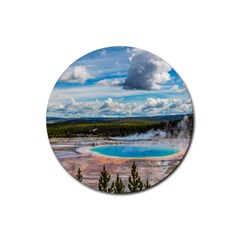 Mountains Trail Forest Yellowstone Rubber Round Coaster (4 Pack) by Sarkoni