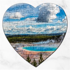 Mountains Trail Forest Yellowstone Jigsaw Puzzle (heart) by Sarkoni