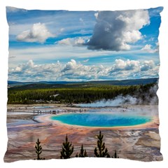 Mountains Trail Forest Yellowstone Large Cushion Case (one Side) by Sarkoni