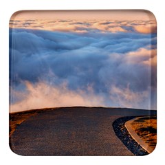 Landscape Sky Clouds Mountain Road Square Glass Fridge Magnet (4 Pack) by Sarkoni