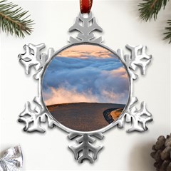 Landscape Sky Clouds Mountain Road Metal Small Snowflake Ornament by Sarkoni