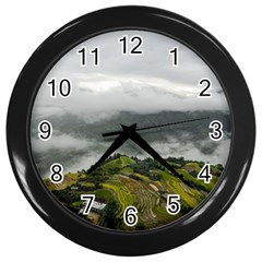 Residential Paddy Field Step Cloud Wall Clock (black) by Sarkoni