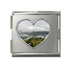 Residential Paddy Field Step Cloud Mega Link Heart Italian Charm (18mm) by Sarkoni