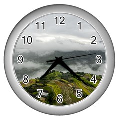 Residential Paddy Field Step Cloud Wall Clock (silver) by Sarkoni