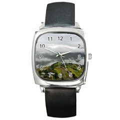 Residential Paddy Field Step Cloud Square Metal Watch by Sarkoni