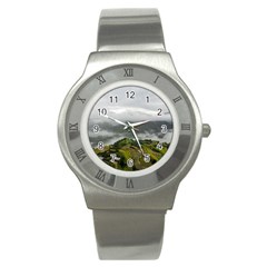 Residential Paddy Field Step Cloud Stainless Steel Watch by Sarkoni