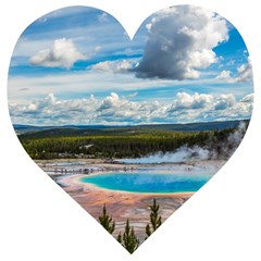 Mountains Trail Forest Yellowstone Wooden Puzzle Heart by Sarkoni