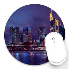 Frankfurt City Skyline Skyscraper Round Mousepad by Sarkoni