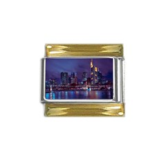 Frankfurt City Skyline Skyscraper Gold Trim Italian Charm (9mm) by Sarkoni