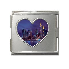 Frankfurt City Skyline Skyscraper Mega Link Heart Italian Charm (18mm) by Sarkoni