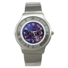 Frankfurt City Skyline Skyscraper Stainless Steel Watch by Sarkoni