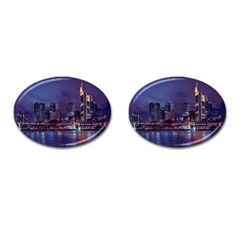 Frankfurt City Skyline Skyscraper Cufflinks (oval) by Sarkoni