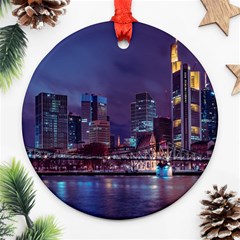 Frankfurt City Skyline Skyscraper Round Ornament (two Sides) by Sarkoni