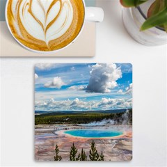 Mountains Trail Forest Yellowstone Uv Print Square Tile Coaster  by Sarkoni