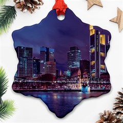 Frankfurt City Skyline Skyscraper Snowflake Ornament (two Sides) by Sarkoni